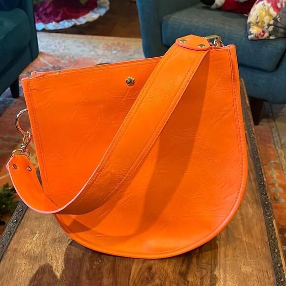 Ahdorned  Orange Vegan Leather shoulder bag! - Picture 1 of 7